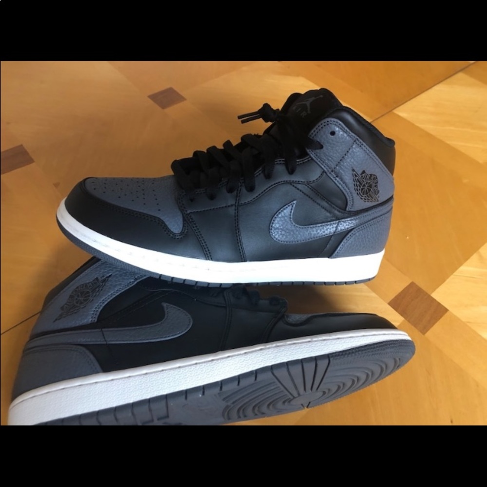 Jordan 1 mid black and dark grey